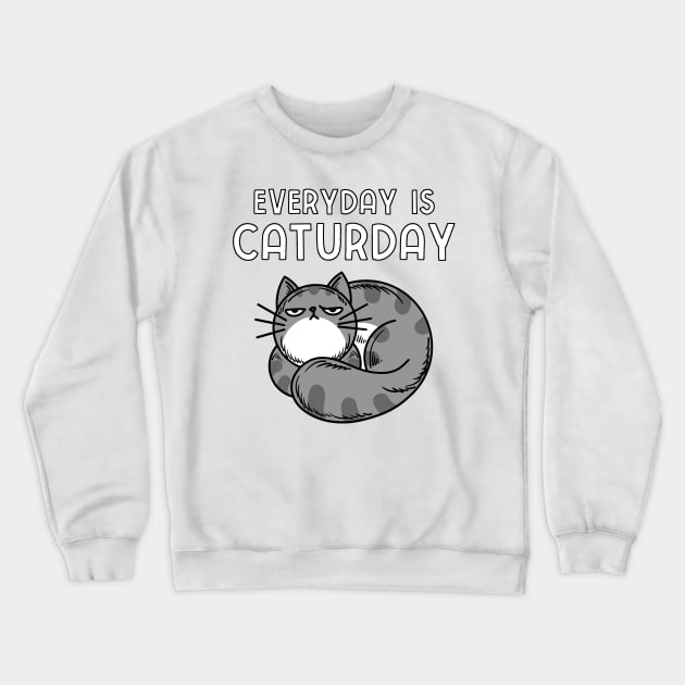 Everyday Is Caturday - Angry Cat Face Crewneck Sweatshirt by edwardecho